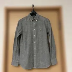 ラルフローレン　グレー 7号サイズ レディースボタンダウンシャツ長袖ポニー刺繍