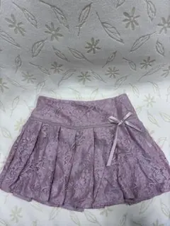 ピンクレースプリーツミニスカート