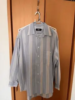 AZUL by moussy 青系ストライプ 長袖シャツ