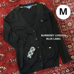 バーバリーカーディガン ブルーレーベル ホース刺繍 ロゴプレート　ノバチェック