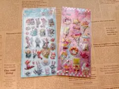 SALE！　キャラクター　ぷっくりシール　シャカシャカシール　2枚セット