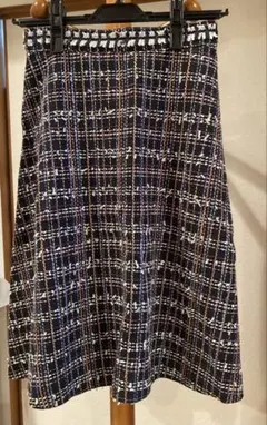 フレアスカート ネイビー チェック柄