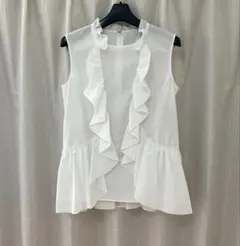 【美品】ANAYI ストレッチローンフリルペプラム ブラウス サイズ36