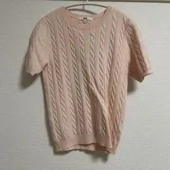 ユニクロ ケーブルクルーネックセーター ピンク