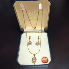 本珊瑚　ネックレス&イヤリングのセット　天然の淡いピンク色