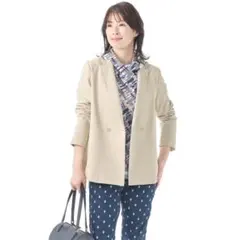 【calma】ダブルブレスト エニタイムジャケット【グラファイトブルー/7号】