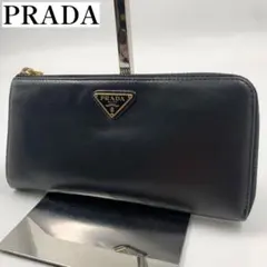 【✨美品✨】プラダ 長財布 L字ファスナー 三角ロゴ ブラック