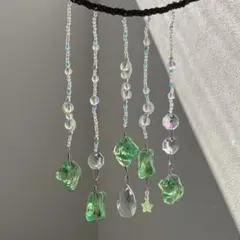 【特別割引】朝露のサンキャッチャー　グリーン　クリスタル　5連　テスト価格