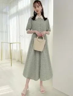 GRL 配色幾何学柄フレアロングシャツワンピース[tg541]