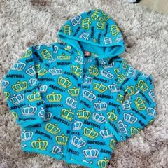 美品BABYDOLL総柄フリースフード付きジップパーカーベビードール