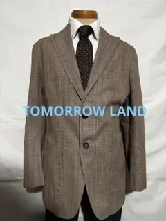 TOMORROW LAND 茶系　千鳥格子柄 テーラードジャケット　美品