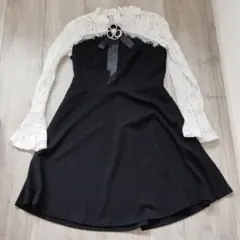 黒と白のレース長袖ワンピース　子供用