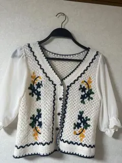 刺繍入り　ニット　カーディガン　シャツ