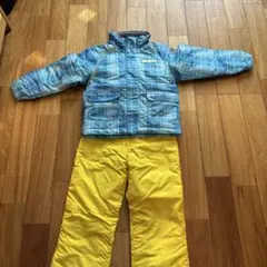 子ども用　スキーウェア 青と黄色のチェック柄　120