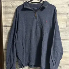 POLO ラルフローレン ハーフジップ ニット M ネイビー 古着