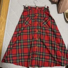 リズリサ　赤 チェック フレアスカート