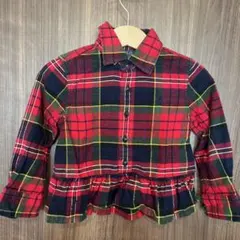 【POLO RALPH LAUREN】 赤チェックフリルシャツ　キッズ　90cm