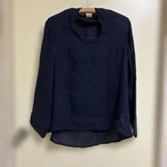 コットンハウスアヤ PICK UP リネン ブラウス ネイビー Ｍサイズ☆のサムネイル