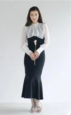 『 SNIDEL 』 スクエアカラーニットドッキングワンピース