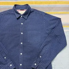 【美品】NANO UNIVERSE シャツ XL ブルー チェック柄