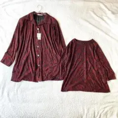 ✨未使用タグ付き✨ SEPIA アンサンブル 羽織 Tシャツ 総柄 7分袖 F
