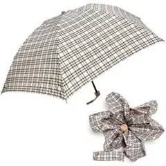 未使用 長期保管品 ダックス DAKS 折り畳み傘 黒 白 ピンクチェック