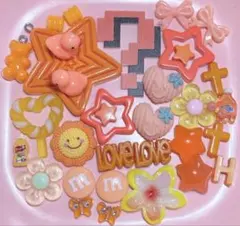 No.620 デコレーションパーツ　デコパーツ　まとめ売り　オレンジ　アソート