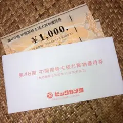 ビックカメラ 株主優待券 2,000円のサムネイル