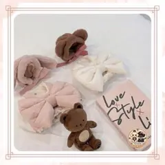 巨大リボン＆ふわふわ帽子付きあったか!ダウンベストセット