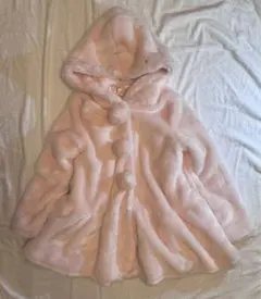 Swankiss 姫ロリ ふわふわぽんぽん付きピンクポンチョ ボリュームコート