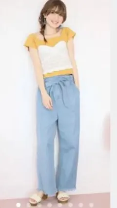 ♡ウエストリボンワイドパンツ♡ヘザー