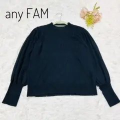 any FAM 長袖ニット　袖ボリューム　ブラック　フリーサイズ