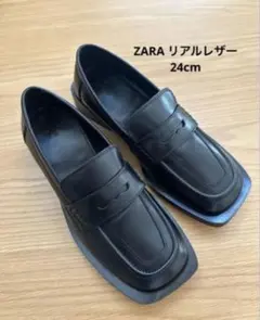 ZARA ギャザー入りソフトモカシン ブラック 38 (24.6CM) - メルカリ