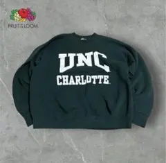 90s USA製古着フルーツオブザルームスウェットカレッジロゴグリーン