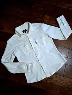 ♥パーリーゲイツ♥前あき長袖シャツ★アイボリーM