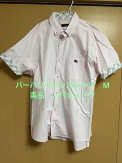 ピンクBURBERRY BLACK LABEL半袖BDシャツ ノバチェック美品