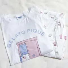 【新品】ジェラートピケ ドラえもん ワンポイントTシャツ＆総柄ロングパンツセット