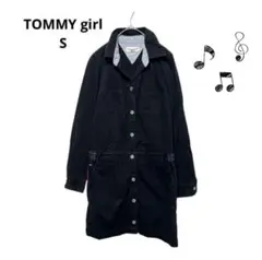 トミーガール シャツワンピ S ネイビー 綿100 ミリタリー 長袖