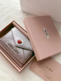 miumiu 財布 ラブレター 三つ折財布 新品未使用 ベージュピンク お手紙 