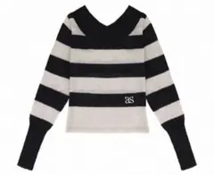 Ason 韓国 ポニーストライプニット ボーダー 白黒　Mサイズ　/m3