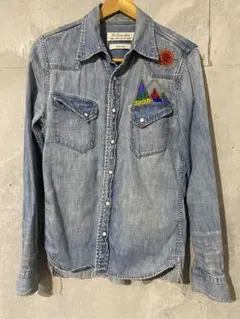 レミレリーフ　刺繍デザイン デニムシャツ S