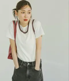 【極美品】グローバルワーク Beautee配色タンクトップ M ホワイト 白のサムネイル