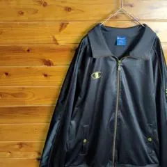 Champion　チャンピオン　トラックジャケット　ジャージ　黒　金　刺繍　XL