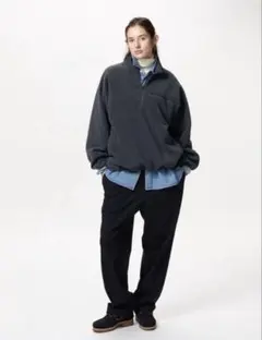 ユニクロ　フリースオーバーサイズ　ハーフジッププルオーバー