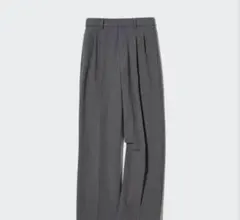 【美品】ユニクロ　タックワイドパンツ　ツータック　グレー　S