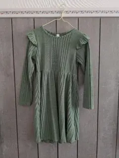 土日限定価格♡ フリル付きグリーンワンピース 7Y　110㎝