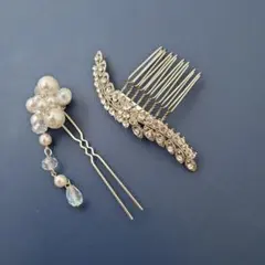 洋装　ヘアアクセサリー　2点セット　ヘアコーム　かんざし　ブライダル　お祝い