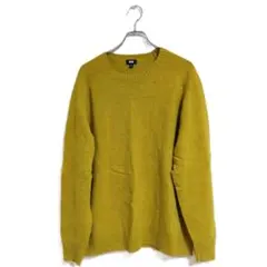 ユニクロ ニットセーター 長袖 黄緑 3XL クルーネック おでかけ 部屋着