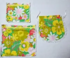 カラフル花柄巾着袋3点セット