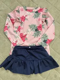 TORIDORI ハイビスカスプリント水着セット 120